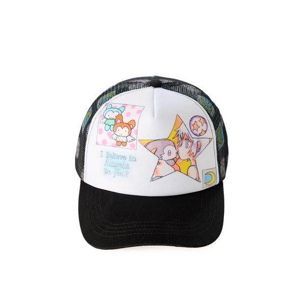 "I Believe in Angels" Vintage Cartoon Graphic Trucker Hat